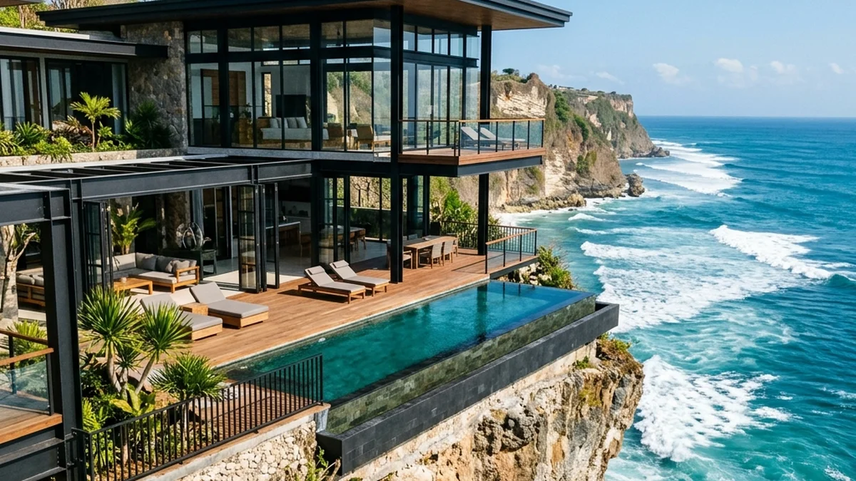 Struktur baja bangunan pesisir pantai Bali dengan proteksi korosi khusus