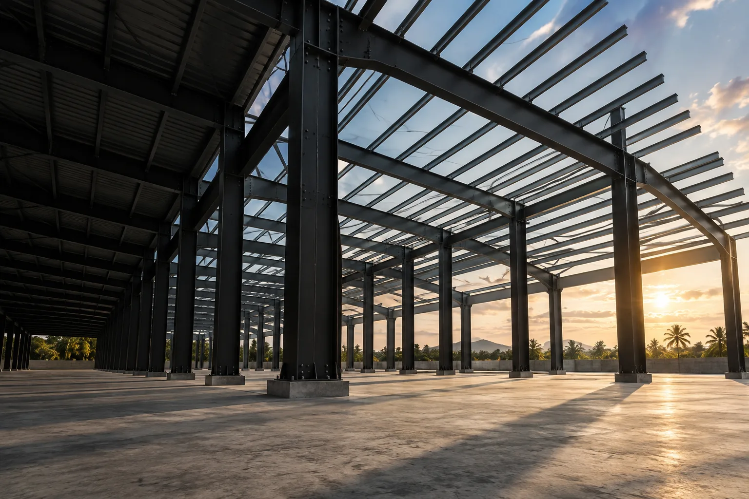 Rangka structural steel WF dan ereksi portal framess presisi tinggi di Bali